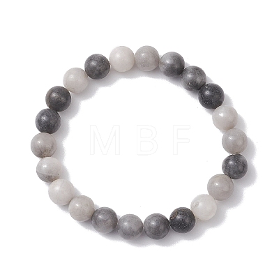 Round Natural Hawk's Eye Beads Stretch Bracelets for Women BJEW-JB12733-1