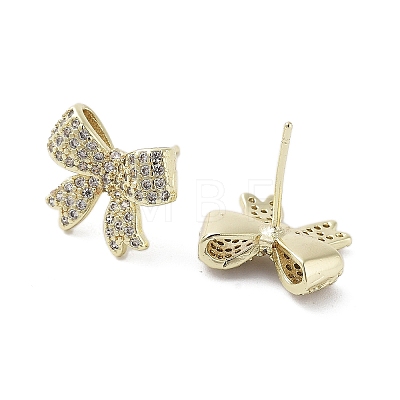 Rack Plating Brass Micro Pave Cubic Zirconia Stud Earring EJEW-C081-32G-1