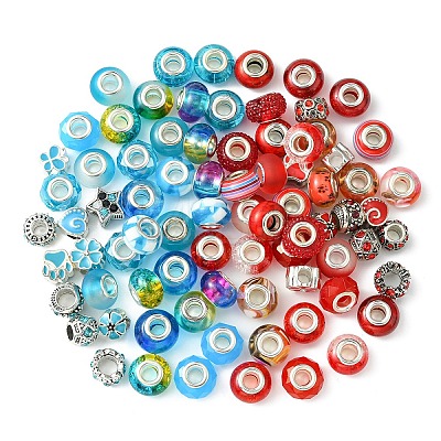 DIY Glass & Resin & Alloy Enamel European Beads Jewelry Making Finding Kit DIY-YW0009-01-1