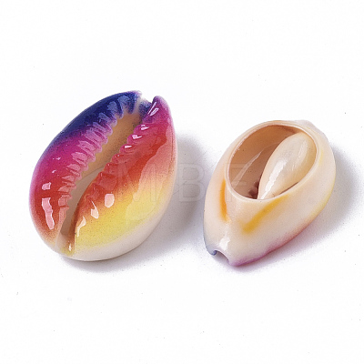 Printed Natural Cowrie Shell Beads X-SSHEL-R047-01-A02-1