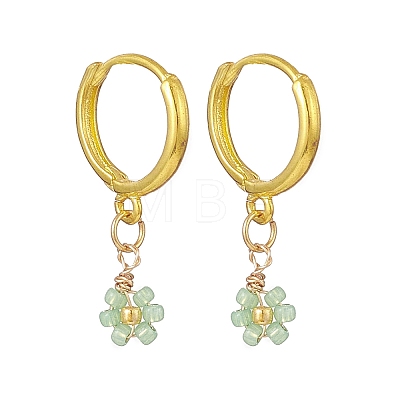 Glass Flower Dangle Hoop Earrings EJEW-JE05191-1