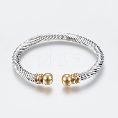 304 Stainless Steel Torque Bangles BJEW-G584-05A-1