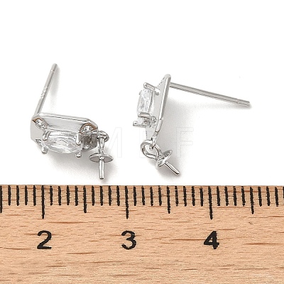 Rhodium Plated 925 Sterling Silver Micro Pave Cubic Zirconia Stud Earring Findings STER-P056-05P-1