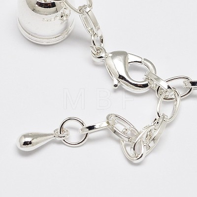 Iron Chain Extender with Brass Lobster Claw Clasps and Column Cord Ends KK-M096-S-NF-1