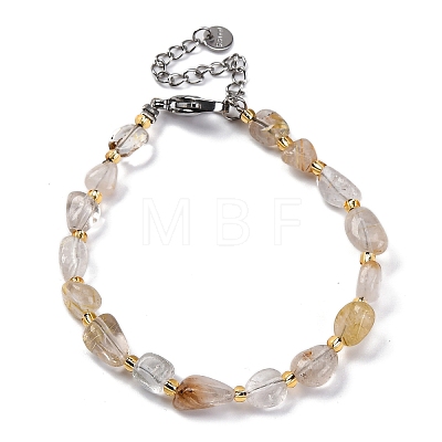 Natural Rutilated Quartz Beaded Bracelets G-P563-07P-03-1