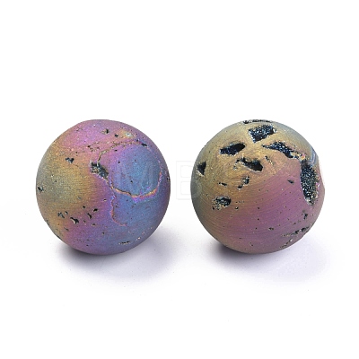 Electroplated Natural Druzy Agate Beads G-H262-04-1