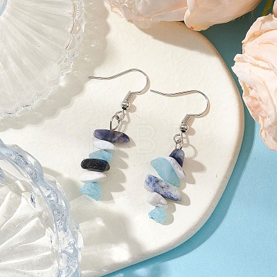 Natural Howlite & White Jade & Sodalite Dangle Earrings EJEW-JE06127-02-1