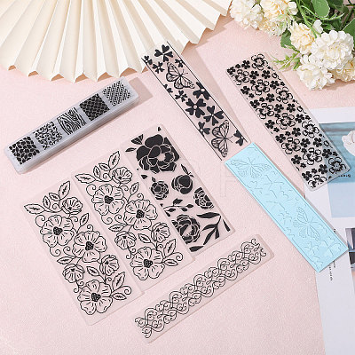 Globleland 12Pcs 12 Styles Transparent Plastic Embossing Template Folders AJEW-GL0002-19-1