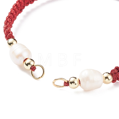 Half Finished Polyester Braided Pearl Bracelet AJEW-JB01128-01-1