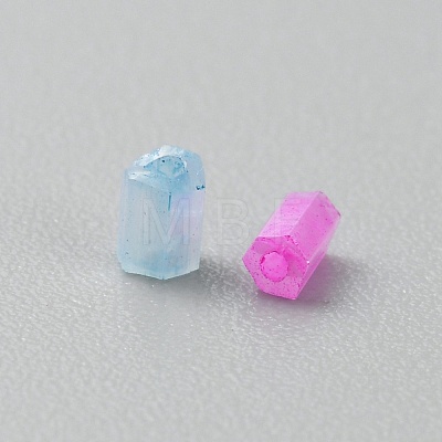 Opaque Colours Glass Hexagon Bugle Beads GLAA-TAC0005-008C-1