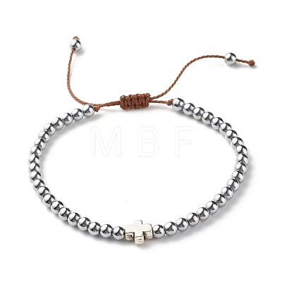 Synthetic Hematite Braided Bead Bracelets Set BJEW-JB07488-1
