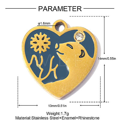 304 Stainless Steel with Steel Blue Enamel Charms SA-OY001-94G-1