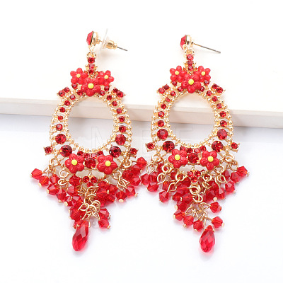 Oval Alloy Rhinestone Chandelier Earrings FS-WG8D144-01-1