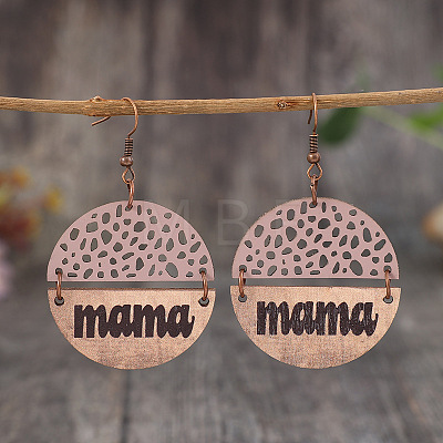 Mother's Day Alloy & Wood Dangle Earrings FS-WGFAE13-02-1