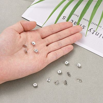 Rhodium Plated 925 Sterling Silver Ear Nuts STER-E041-11B-1