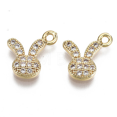 Brass Micro Cubic Zirconia Bunny Charms X-KK-N231-124-NF-1