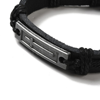 Alloy Rectangle with Cross Link Bracelet BJEW-C037-01A-1
