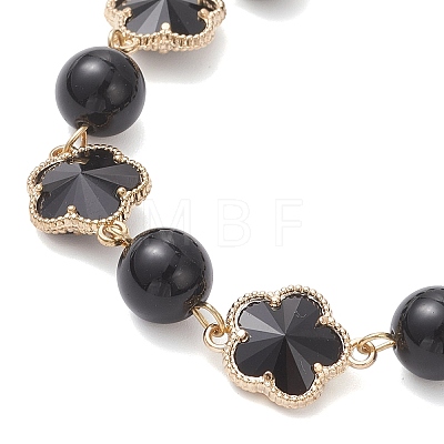 Glass & Natuarl Obsidian Slider Bracelets BJEW-JB12898-03-1