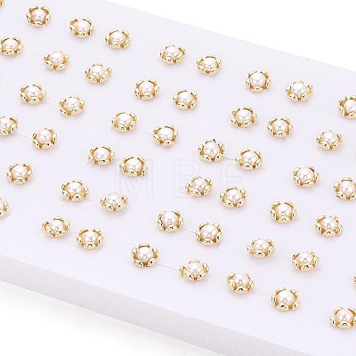 Brass & Natural Pearl Stud Earrings PEAR-N020-WX15-1
