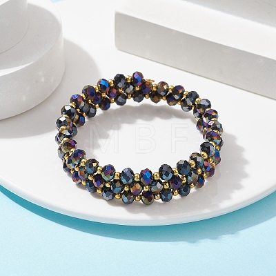 Glass Rondelle Beaded Wrap Style Bracelet BJEW-JB09965-02-1