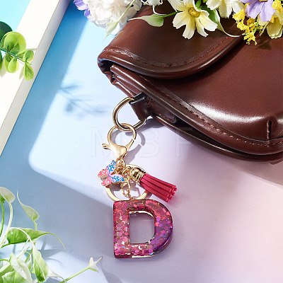 Alloy Resin Butterfly Keychains KEYC-TADJ0002-02G-D-1