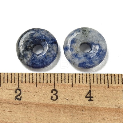 Natural Blue Spot Jasper Donut/Pi Disc Charms G-G142-01H-1