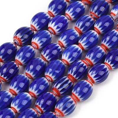 Handmade Millefiori Glass Oval Bead Strands LK-Z001-01A-1