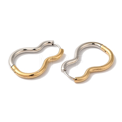 Gourd Ion Plating(IP) 304 Stainless Steel Two Tone Hoop Earrings for Women EJEW-L287-056GP-1