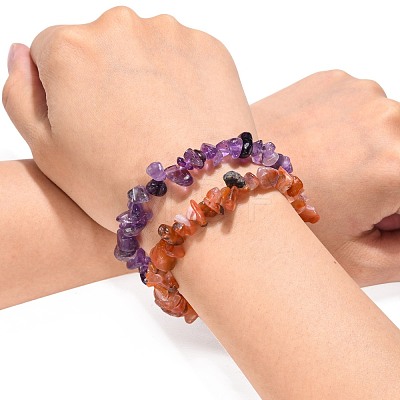 Natural & Synthetic Mixed Stone Chips Stretch Bracelets BJEW-JB01308-1