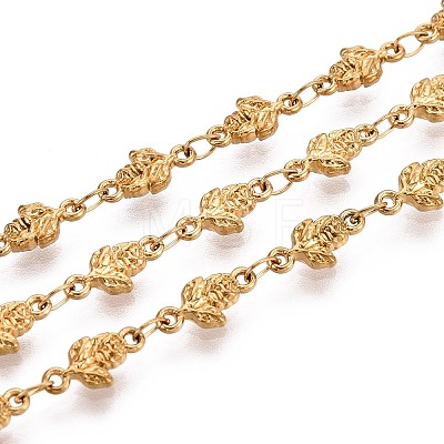 5M 304 Stainless Steel Rose Flower Link Chains CHS-T071-46G-1