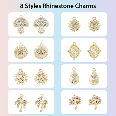 48Pcs 8 Styles Rack Plating Alloy Charms FIND-DC0002-78-1