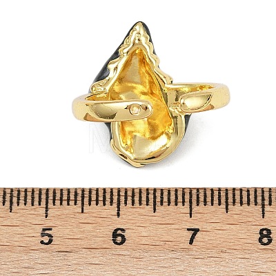 Brass Enamel Adjustable Cuff Rings for Women RJEW-G357-01C-1