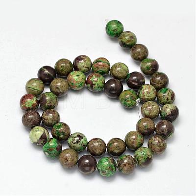 Dyed Natural Ocean Agate/Ocean Jasper Round Beads Strands G-E331-30B-1