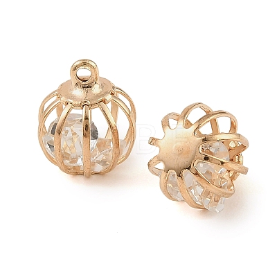 Iron Glass Bead Cage Pendants IFIN-N014-01KCG-1