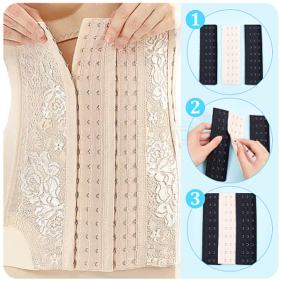 8Pcs 4 Style Polyester Women's 3 Rows x 7/9 Hooks Longline Corset Bra Extender FIND-BC0004-65-1