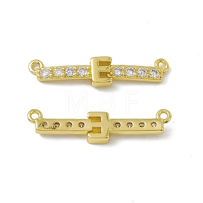 Rack Plating Brass Micro Pave Clear Cubic Zirconia Connector Charms KK-C007-37G-E-1