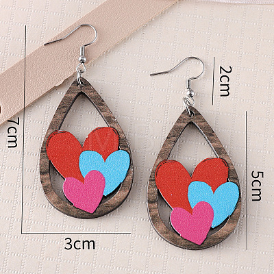 Valentine's Day Wood Dangle Earrings FS-WG2DDA3-04-1