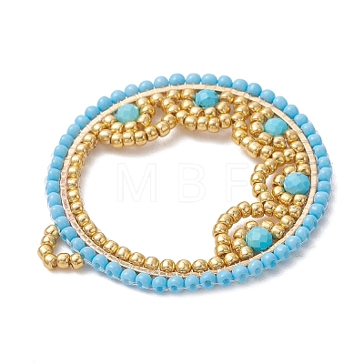 Natural Magnesite & Glass Seed Beaded Pendants PALLOY-MZ01268-01-1