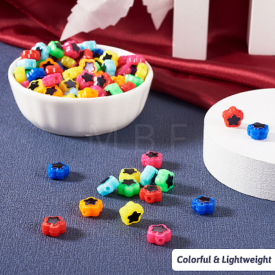  420Pcs 7 Colors Plating Opaque Acrylic Beads OACR-TA0001-14-1