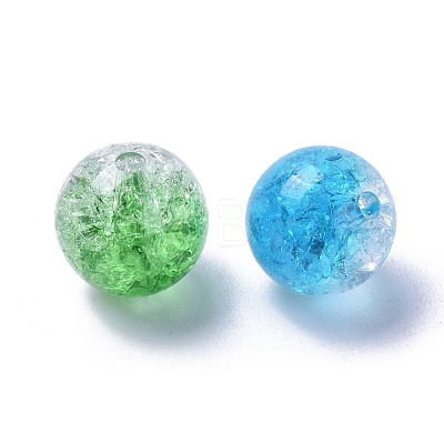 Two Tone Transparent Crackle Acrylic Beads CACR-R009-12mm-M-1