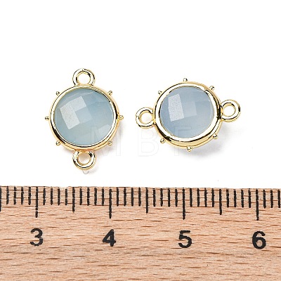 Brass Natural Natural White Jade Imitation Aquamarine Connector Charms KK-Z096-01G-05-1