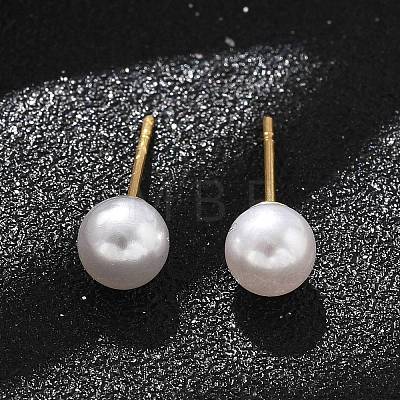 Brass ABS Imitation Pearl Stud Earrings EJEW-B132-01A-G-1