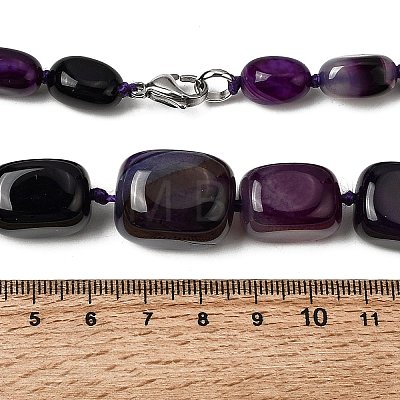 Dyed Natural Agate Cuboid Graduated Beaded Necklaces with Alloy Clasps NJEW-C113-01A-1