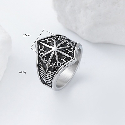 Eight-Point Star 304 Stainless Steel Finger Rings UT4019-1-1