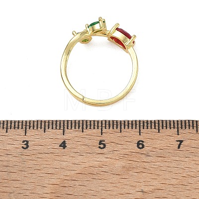 Flower Brass Glass Adjustable Finger Rings GL-CBA18A7-01G-03-1