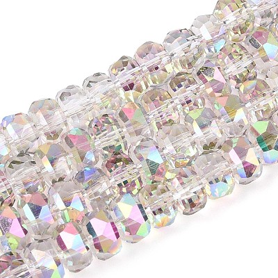 Electroplate Transparent Glass Beads Strands EGLA-N022-04A-D18-1