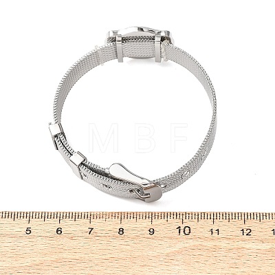 304 Stainless Steel Watch Band Chain Bracelets for Women Men BJEW-P386-09P-M-1