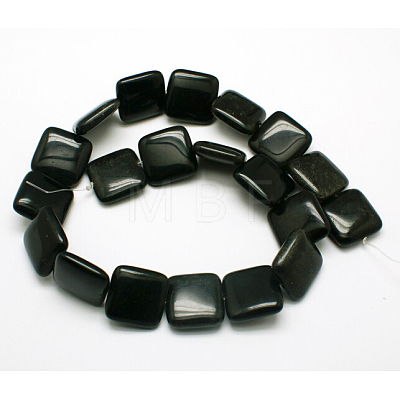 Natural Square Obsidian Beads Strands G-L253-07-1
