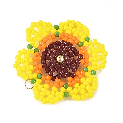 Glass Seed Bead Pendants PALLOY-MZ01390-1
