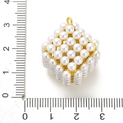 Rack Plating Brass with Plastic Pearl Pendants KK-L210-012G-02-1